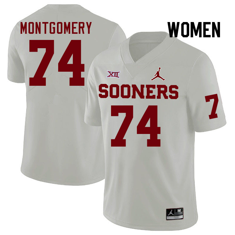 Women #74 Cullen Montgomery Oklahoma Sooners College Football Jerseys Stitched-White